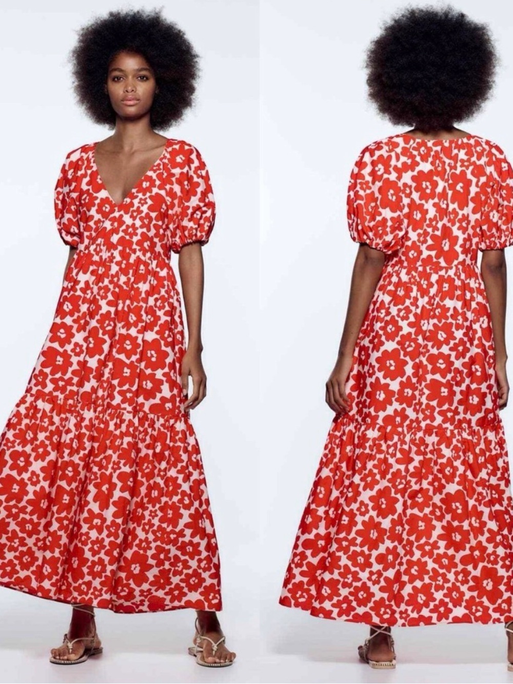 Zara Poplin Puff-Sleeve Maxi Dress